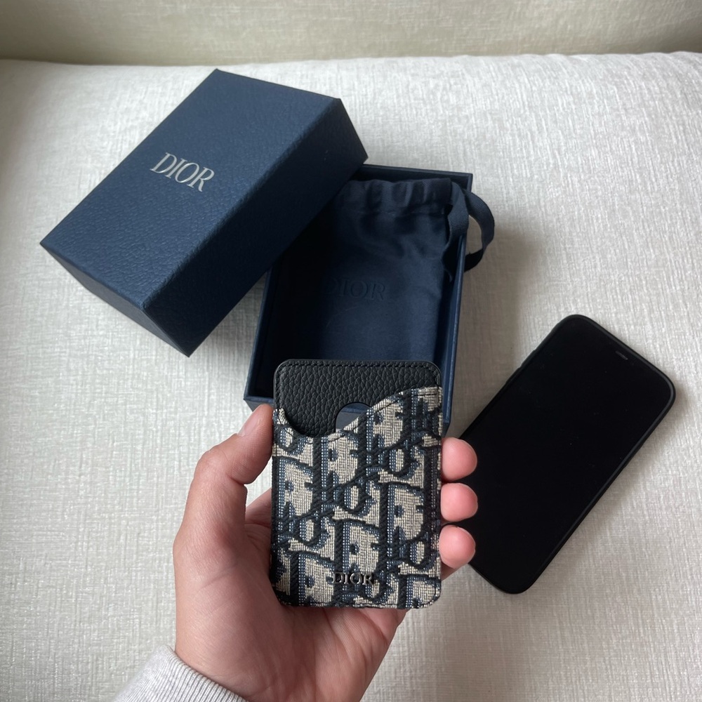 Dior Monogram Card Holder in Black and Gray